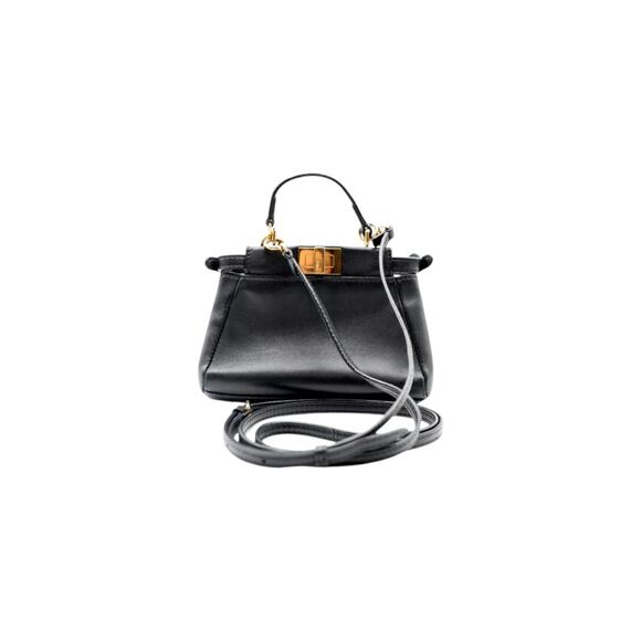 Fendi Mini Peekaboo Leather Bag In Black - Picture 2 of 6